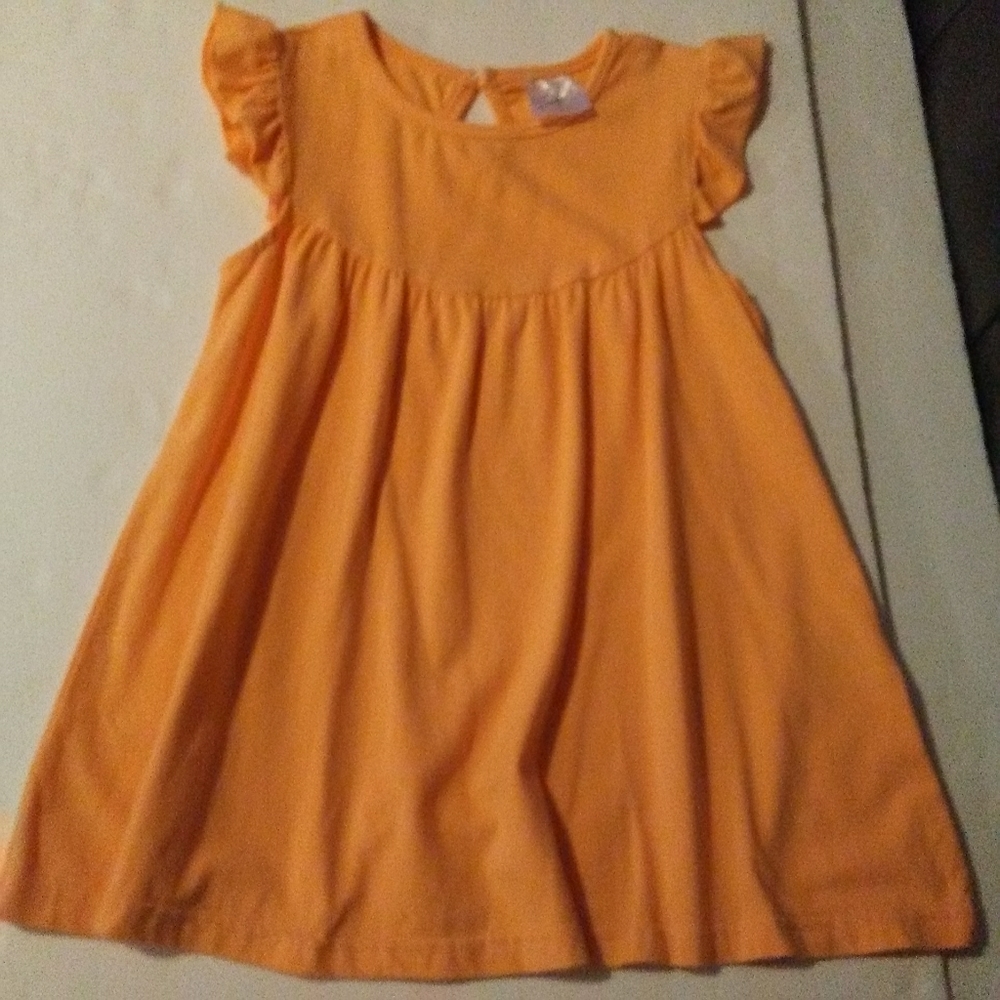 7 Orange ruffle sleeve dress pearl tunic
